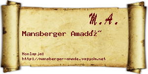 Mansberger Amadé névjegykártya
